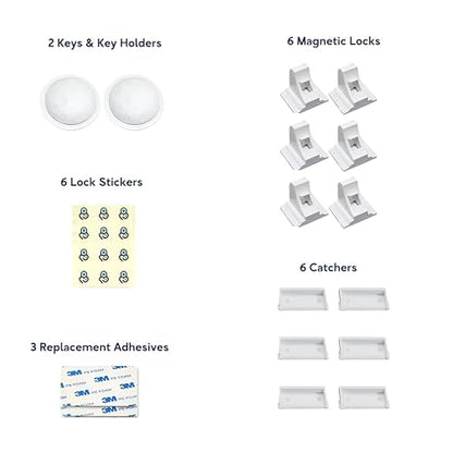 Baby Proof Me Baby Proofing Magnetic Child Safety Cabinet Locks, 6-Pack - size: 6 Locks + 2 Keys
