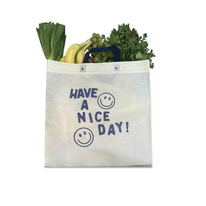 Bagways 10 PACK Reusable Grocery Bags with Handles, Durable, Foldable, Washable Eco-Friendly Shopping Totes, 14x6.5x14 Inch, Have a Nice Day - size: 10 Pack - Have a Nice Day