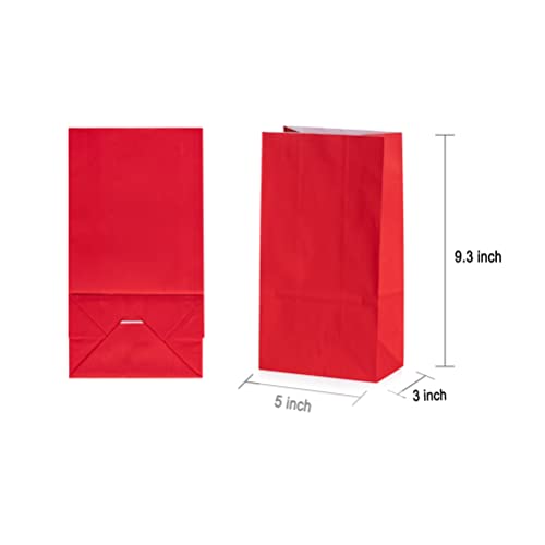 AWELL Red and White Small Party Favor Paper Bag Wrapped Treat Goody Snack Bags 4x3x9.3 inch for Birthday Graduation St.George's Party Recycled Bag,20 Counts - color: red,white