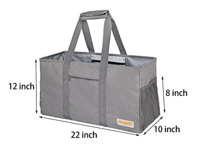 Extra Large Utility Tote Bag - Reusable Grocery Bags Foldable Heavy Duty - color: Grey, size: 1 piece