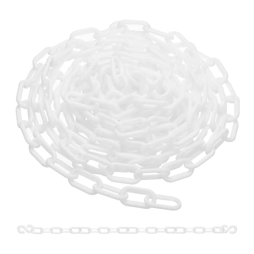 PATIKIL 13Ft Plastic Chain Barrier, Safety Link Chain with 2 S-Hooks for Crowd Control at Driveway Elevator Parking Lot, White - color: White