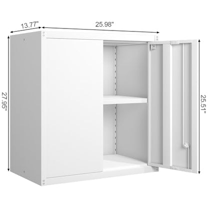 GREATMEET Wall Mounted Storage Cabinet, Metal Garage Cabinet, White - color: White, size: 27.95"H