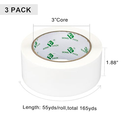 BOMEI PACK Packing Tape with Red Dispenser White Packaging Tape for Shipping Moving Strong Sealing Adhesive Industrial Depot Tapes for Storage 1.88 inch x 55 Yards, 3 Rolls - color: white