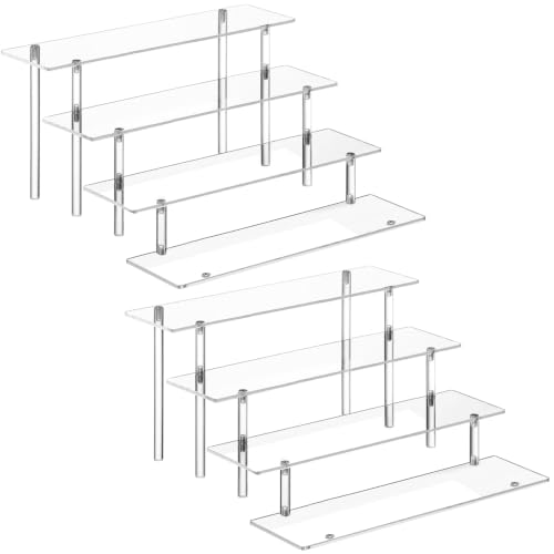 HENABLE 4 Tier Perfume Organizer Stand, Acrylic Risers Display Stands - size: 2Packs 4-Tier 11.6IN Clear
