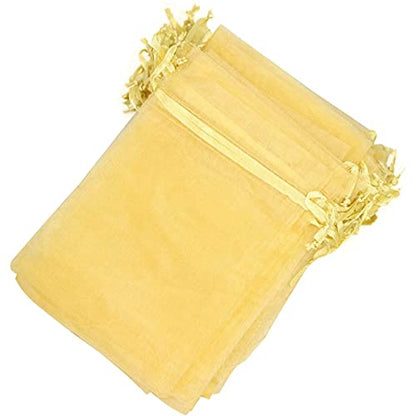 5x7 Inch Sheer Organza Mesh Drawstring Gift Bags Gold Pack of 50 - color: Gold 5x7 Inches Pack of 50