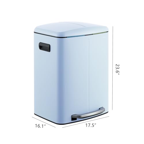 happimess Marco 10.6 Gal Double Bucket Step Trash Can, Tide Pool Blue - color: Tide Pool Blue
