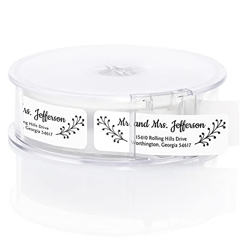 Modern Black and White Rolled Address Labels / 500 Personalized Return Address Labels/Designer Address Stickers in Elegant Plastic Dispenser - size: 500 Labels, style: Modern Black and White