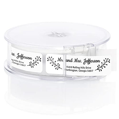 Modern Black and White Rolled Address Labels / 500 Personalized Return Address Labels/Designer Address Stickers in Elegant Plastic Dispenser - size: 500 Labels, style: Modern Black and White