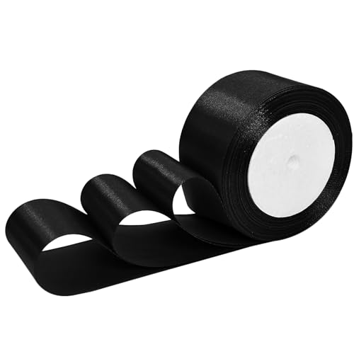 Luomorgo 2 Inch Black Satin Ribbon, 25 Yards - color: Black, size: 2 inch x 25 yards
