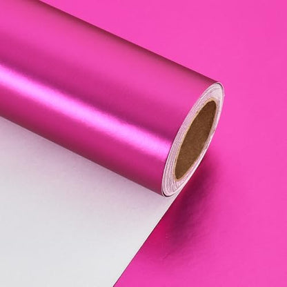 BEISHIDA Hot Pink Wrapping Paper Roll, Metal Matte Solid Color Gift Wrapping Paper for Christmas Wedding Graduation Birthday(17inches X 32.8ft) - color: metallicmatte-hp