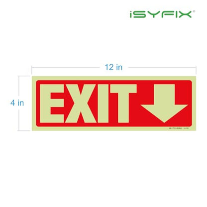 iSYFIX Exit Stickers Signs, Directional Down Arrow, 2 Pack 12x4 Inch - color: Sticker Down Glow, size: 2 Pk 12x4