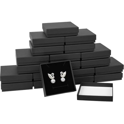 Small Jewelry Boxes, 20 Pack 3.5x3.5x1 Inch Jewelry Gift Boxes, Velvet Sponge Cardboard Gift Boxes for Jewelry Earrings Necklaces Bracelets(Black) - color: Black, size: 3.5x3.5x1 Inch (Pack of 20)