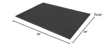 Rubber-Cal 03-161-BK-W-302"Safe-Grip" Slip-Resistant Traction Mats, 34" x 2' x 1/4", Black Rubber Runner - color: Black, size: 34"L x 34"W x 0.3"Th