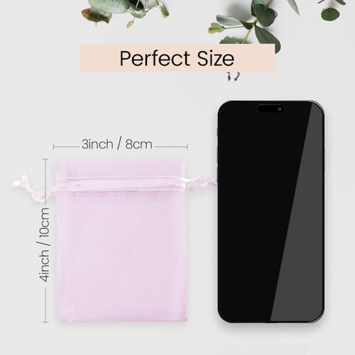 Meowoo 100PCS Organza Bags (3x4inch, Pink) - color: pink-3x4in-100p, size: 3x4in