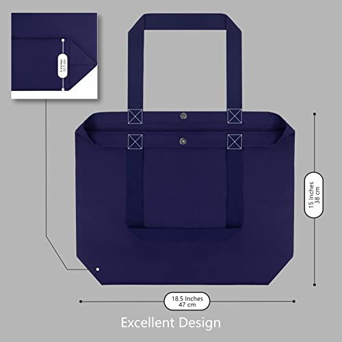 TOPDesign 2-Pack Canvas Tote Bags with Magnetic Snap, Reusable Grocery Shopping Bags, DIY Your Creative Designs - color: Blue