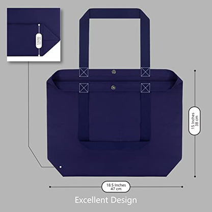 TOPDesign 2-Pack Canvas Tote Bags with Magnetic Snap, Reusable Grocery Shopping Bags, DIY Your Creative Designs - color: Blue