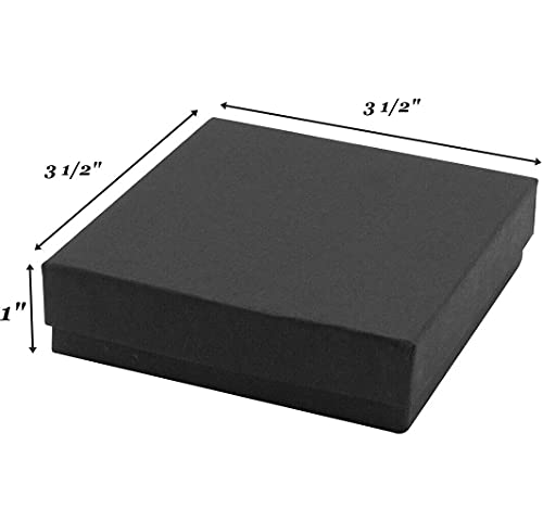 RJ Displays 16 Pack Cotton Filled Matte Black Color Paper Cardboard Jewelry Necklace Bracelets Watch Brooches Gift Packaging and Retail Display Boxes Size- 3.5 X 3.5 X 1 Inch