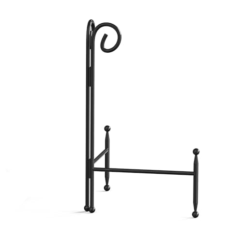 Display Stand for Plate, Foldable Metal Plate Stand for Table, Decorative Easel Holder for Picture Frames, Photos, Wedding Cards, Sign Posters, Cavas, 6-inch Black