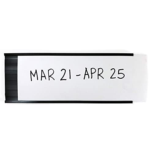 SmartSign (Pack of 25) 3 x 8 inch Flexible 'C' Channel Shelf Label Holders with Inserts, 62.5 mil Magnetic Material, Black, Made in USA - size: 3" x 8"