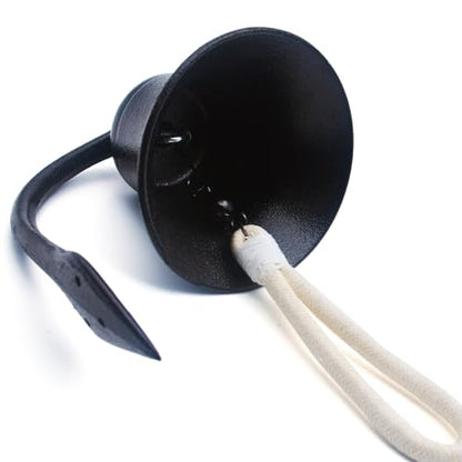 Hanging Bell Dinner Bell Outdoor Bell Bracket Mount Wall Bell Indoor Rope Bell Ship/Boat/Nautical/Door/School/Reception/Home/Church Bell (Pro-Black) - color: Pro-black