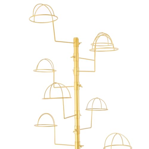 16 Hook Hat Display Stand with Lockable Wheels, 70" Freestanding Metal Hat Rack Organizer for Home & Store, 30 lbs Capacity (Gold) - color: Gold