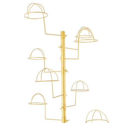 16 Hook Hat Display Stand with Lockable Wheels, 70" Freestanding Metal Hat Rack Organizer for Home & Store, 30 lbs Capacity (Gold) - color: Gold
