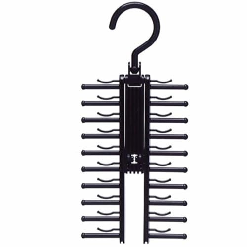 360° Rotating 20 Rows Tie Rack Organizer Space-Saving Closet Storage with Non-Slip Clips Hanger Hook for Tie Scarf Belt Display