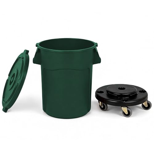 20 Gallon Outdoor Trash Can with Lid and Wheels, Green - color: GREEN