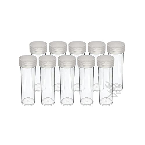 OnFireGuy 10pcs Coin Storage Tubes | Nickel Coin Tubes Round Clear Tubes with Screw-on Lid Made in USA by Edgar Marcus - size: Nickel