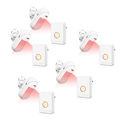 NineLeaf Wireless Motion Sensor Alarm, Door Buzzer for Business Entry, Entry Alert Chime for Business,48Melodies & 600FT Range,7Brightness Night Light,for Home Doorway/Store Entrance/Pet Monitor,5PCS
