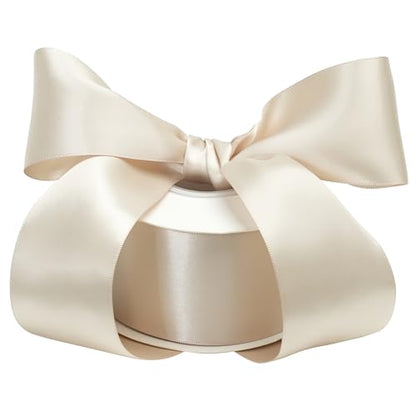Champagne Double Face Satin Ribbon, 2 Inch x 25 Yards - color: Champagne