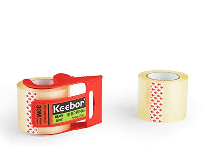 Packing Tape with Dispenser, 12 Rolls Clear Shiping Package Tape, 2'' x 32.8 yd, 1.5'' Core, Designed for Packing, Shipping & Mailing - size: 12 rolls