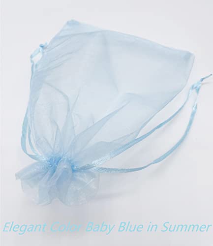 Jexila 100 PCS Light Blue Organza Gift Bags 5X7 Baby Shower Party Favor Bag - color: Baby Blue