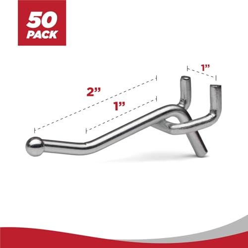 Presa Metal Peg Board Shelving Hooks, 2-inch, 50-Pack - color: Chrome, size: 2 Inch