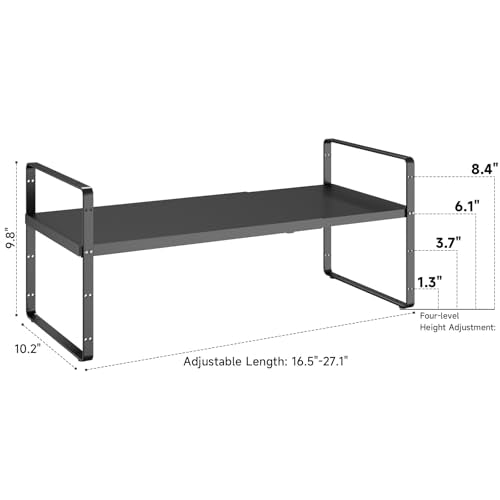 16.5~27.1" Expandable Shelf，2Pack 10.2" Wide Adjustable Height Cabinet Shelves，Black - color: Black, size: 2Pcs // 10.2''W