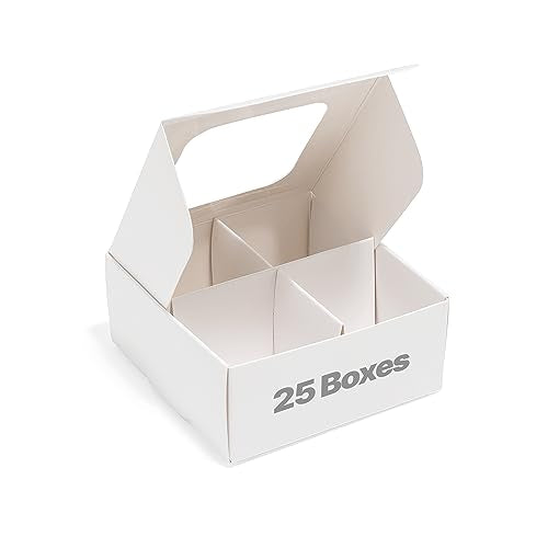 25 pcs White Mini Truffle Box for 4 Treats with Windows and Dividers, Bakery Boxes, 3.5 x 3.5 x 1.57 Inches VERY SMALL Baking Boxes, Square Truffles Box for Gift Giving - color: White