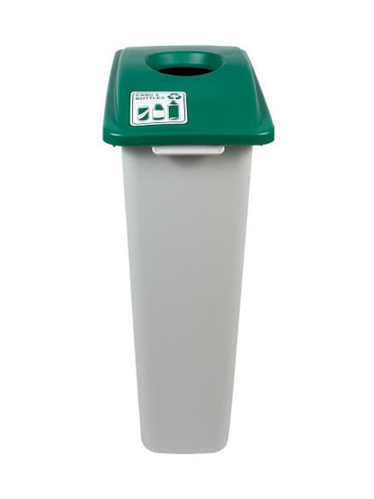 Waste Wise 23 Gallon Recycled HDPE Waste and Recycling Bin for Commercial Spaces - (Green/Grey, Cans & Bottles) - color: Green Grey Cans Bottles