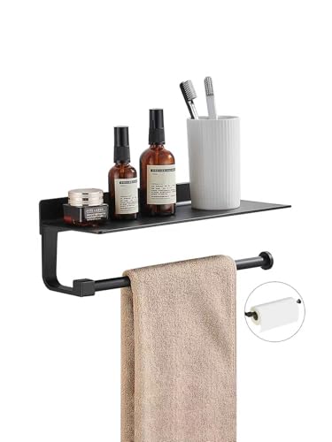 Hand Towel Holder for Bathroom -Paper Towel Holder Wall Mount - for Bathroom Black Paper Towel Holder with Shelf -Kitchen Towel Holder Black - color: Black