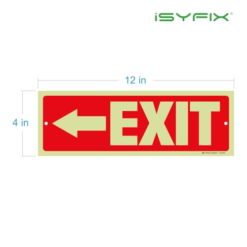 iSYFIX Exit Signs with Left Arrow, 12x4 Inch, 2 Pack - color: Plastic Left Glow, size: 2 Pk 12x4