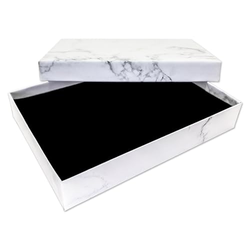 TheDisplayGuys 12-pack Cardboard Gift Boxes w. Velvet Jewelry Insert & Lids - color: Marble White