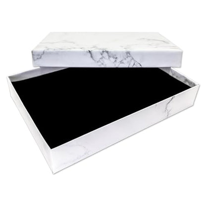 TheDisplayGuys 12-pack Cardboard Gift Boxes w. Velvet Jewelry Insert & Lids - color: Marble White