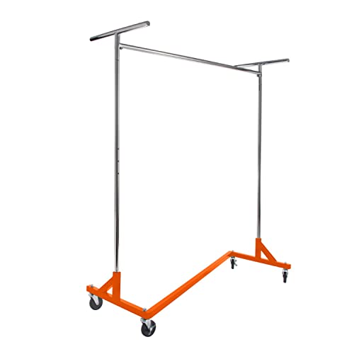 Econoco Commercial Garment Rack - Rolling Clothes Rack, Heavy Duty (Z Rack with Garment Cover, Orange) - color: Orange, style: Z Rack with Garment Cover
