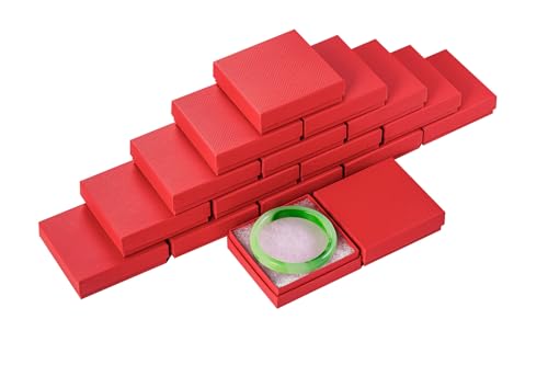 Magicool 40 Pack Red Cardboard Jewelry Boxes with Lids and Cotton, 3.5x3.5x1 Inch, Perfect for Earrings, Bracelets, Necklaces, Rings, Gifts - color: Red, size: 3.5x3.5x1 Inch (Pack of 40)