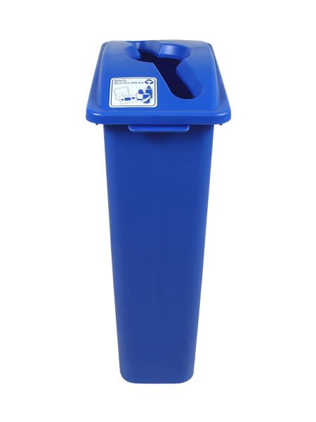 Waste Wise 23 Gallon Recycled HDPE Waste and Recycling Bin for Commercial Spaces - (Blue, Mixed Recycling) - color: Blue Mixed