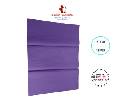 Lavender Tissue Paper Squares, Bulk 10 Sheets, Premium Gift Wrap and Art Supplies for Birthdays, Holidays, or Presents by Feronia packaging, Large 15 Inch x 20 Inch Made in USA - color: Lavender