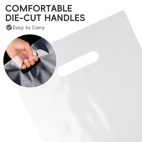 POPGIFTU 9x12 Clear Plastic Bags with Handles 100 Pack - color: Clear - 9x12 Inch