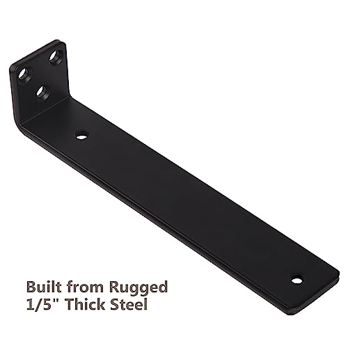 NEODROP 6 Inch Floating Shelf Brackets, Heavy Duty Hidden Bracket for Wall, Mantel, Bookshelves, Black Powder Coated Steel, 4-Pack - size: 6 Inch, style: 4 Pack