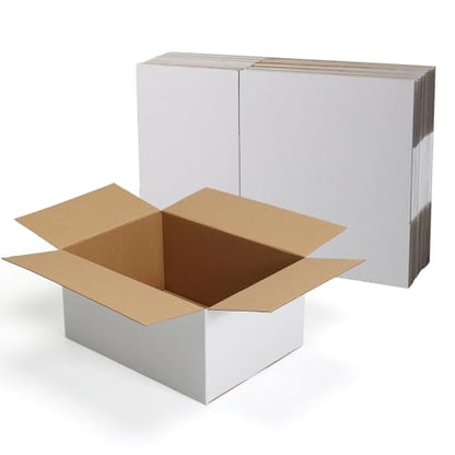 CRUGLA 12x9x6 Shipping Boxes 15 Pack, White Corrugated Cardboard Boxes with Side-Lock and Pre-Applied Double-Sided Tape, Easy Assemble Packing Mailer Boxes for Small Business Shipping - size: 12x9x6 Inch 15 Pack