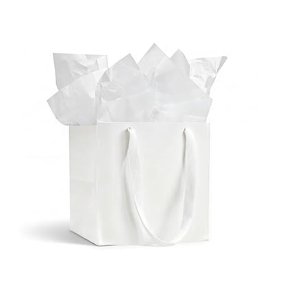 Aosric White Square Gift Bags with Tissue Paper, 4 Pack 6x6x6 Inch - color: White