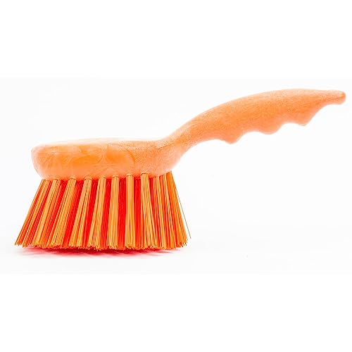 SPARTA 40541EC24 Plastic Scrub Brush, Utility Brush, Kitchen Brush With Hanging Hole For Cleaning, 8 Inches, Orange - color: Orange